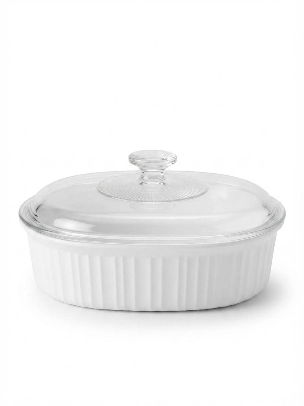 VTG Corning Ware F-12-B French White Oval Casserole w/ Pyrex Glass Lid Pre-Owned